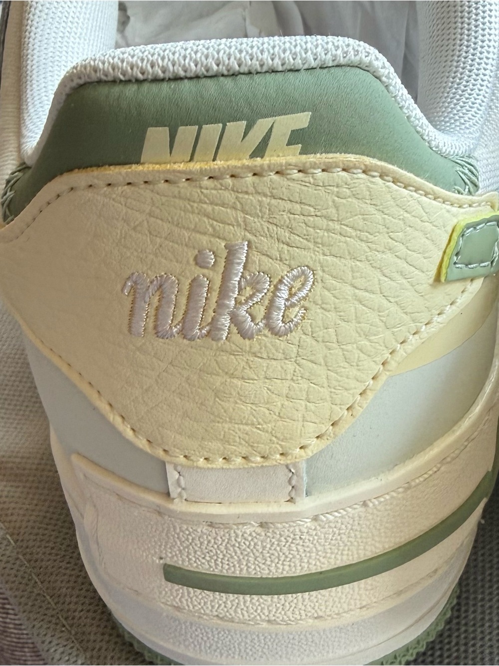 Nike Air Force 1 Low White with Pale Yellow & Green Trim - Picture 4 of 5
